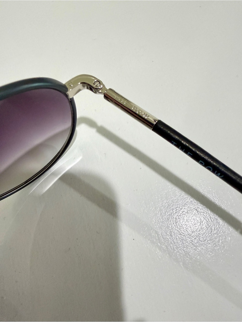 NWT The Row x Linda Farrow Leather Aviator Sunglasses Full Boutique Set - Picture 12 of 16
